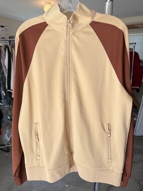 SIMONS Men's Beige and Brown Zip-Tracksuit 2 piece